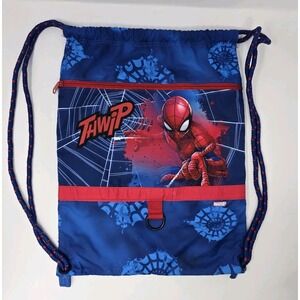 Disney Marvel Spider-Man Drawstring Bag Blue Web THWIP Gym Sack One Size
